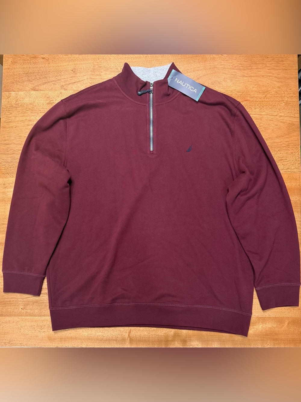 Nautica Men's Classic Quarter-Zip Sweatshirt, Burgundy, Size 3XL, NWT